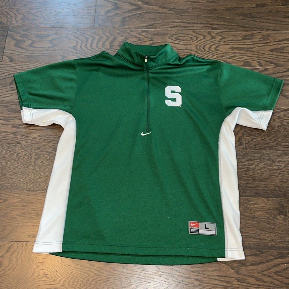 Vintage NIKE Michigan State Sparty Spartans Basketball shooters shirt jersey L